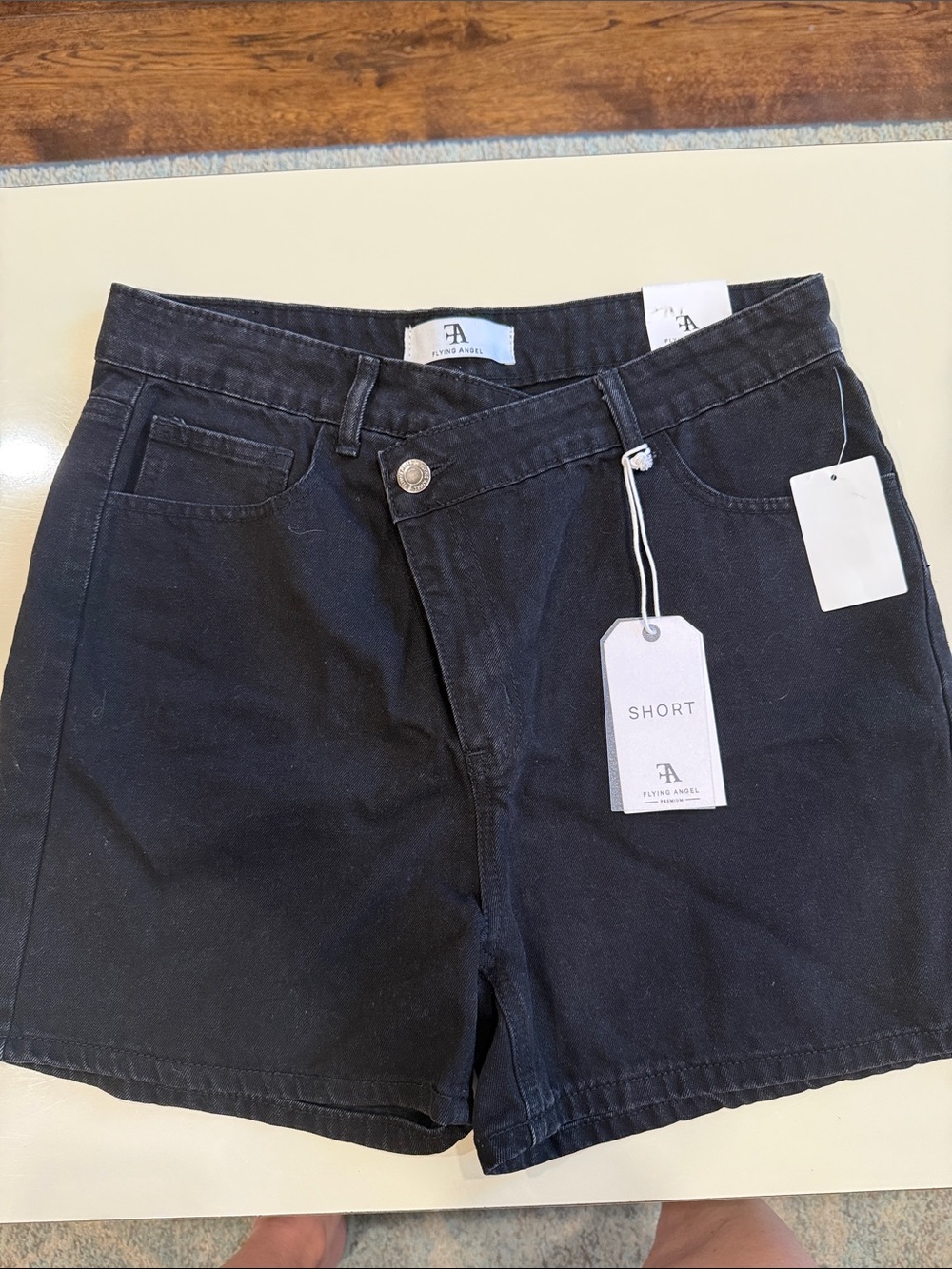 Flying Angel NWT Black High-Rise Jean Shorts